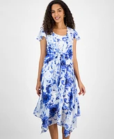 Robbie Bee Women's Printed Chiffon Midi Dress & Shrug