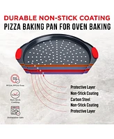 Bakken- Swiss Pizza Tray Carbon Steel Pizza Pan with Holes and Non-Stick Coating – Pfoa Pfos and Ptfe Free by Bakken