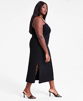 Bar Iii Trendy Plus Spaghetti-Strap Knit Midi Dress, Exclusively at Macy's