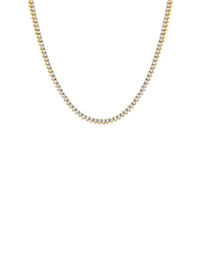 By Adina Eden Thin Three Prong Tennis Necklace