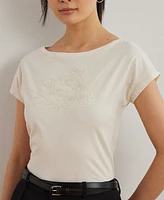 Lauren Ralph Lauren Petite Embroidered Jersey Tee