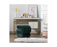 The Pop Home Chic S-Shape Velvet Footstool, Upholstered Makeup Stool, Modern Ottoman for Bedroom, Living Room, and Dressing Area-The