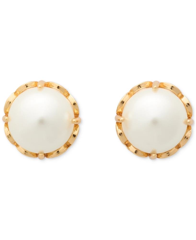 Kate Spade New York Gold-Tone Imitation Pearl Flower Frame Stud Earrings