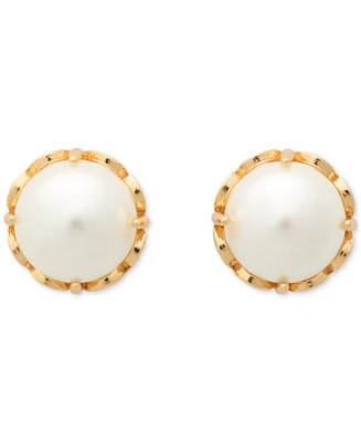 Kate Spade New York Gold-Tone Imitation Pearl Flower Frame Stud Earrings