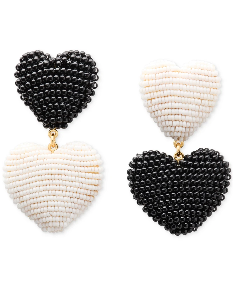 Kate Spade New York Gold-Tone Black & White Beaded Mismatch Drop Earrings