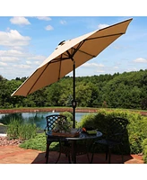 Sunnydaze Decor 9-Foot Sunbrella Tilting Patio Umbrella with Solar Led Light Bars