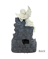 Sunnydaze Decor Angel Falls 29-Inch Solar Fountain with Battery Backup and Led Light - Submersible Pump - Polyresin