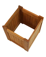 Meranti Wood 16-Inch Square Planter Box with Teak Oil Finish