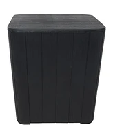 Sunnydaze Decor 11.5-Gallon Deck Storage Box with Flat Top and Faux Wood Grain Design - Phantom Gray