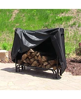 Sunnydaze Decor 5-Foot Firewood Log Rack Cover - Weather-Resistant Outdoor Heavy-Duty Polyester with Pvc Backing - Black