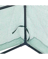 Outdoor Portable Mini Greenhouse Tent with 2 Zippered Side Doors and Iron Tube Frame - Green