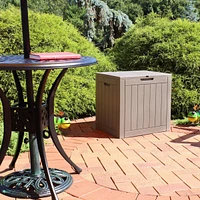 Outdoor Deck Box - Lockable Package Delivery Box - Weather-Resistant Outdoor Storage Bin - 32-Gallon Faux Plank