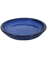 Ceramic Outdoor Flower Pot Saucers Set of - Uv- and Frost-Resistant - Imperial Blue Glazed Finish