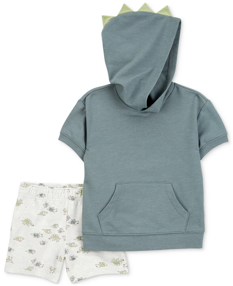 Carter's Toddler Boys Dinosaur Hooded Top & Shorts, 2-Piece Set