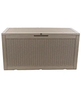 Sunnydaze Decor 100-Gallon Faux Rattan Outdoor Deck Storage Box - Lockable Lid and Side Handles