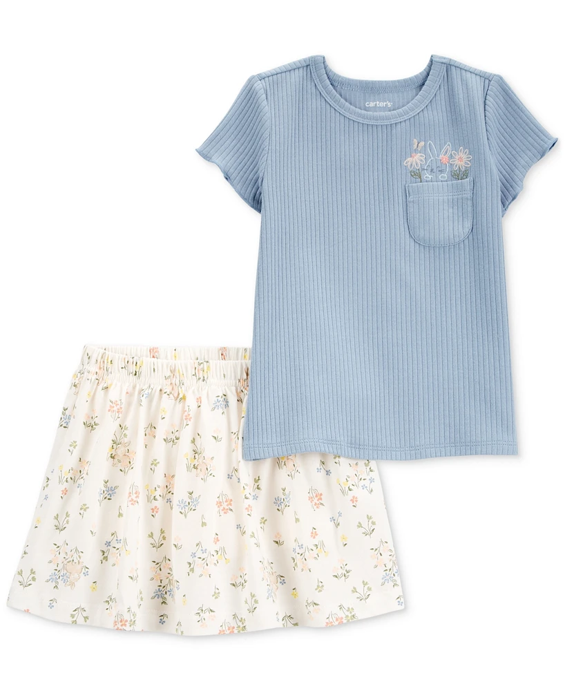 Carter's Toddler Girls Bunny Floral Top & Skort, 2-Piece Set