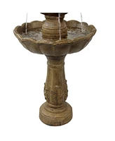 38-Inch Blooming Flower Outdoor Tier Fountain - Water Feature for the Garden, Patio, Yard, or Deck