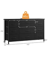 gaomon Dresser for Bedroom 55''Tv Stand with Power Outlet & Led Wide Dresser with 10 Large Drawers