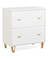 Tribesigns 2-Drawer Lateral File Cabinet, Modern White Filing Cabinet for Legal/Letter/A4 Size, Large Storage Filing Cabinet Printer Stand for Home Of