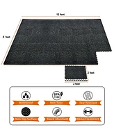 Sorbus 18 Interlocking Gym Floor Mat - 1/2" Thick Rubber Top High-Density Eva Foam (72 Sq Ft) - for Yoga, Heavy Exercise Equipment (Blue Speckled)