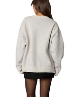 Edikted Women's Cherry 3 Oversized V Neck Sweater