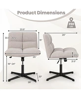 Gouun Office Armless Chair Cross Legged with Imitation Lamb Fleece and Adjustable Height