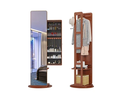 Vlsrka Solid Wood Jewelry Storage Cabinet with Full Length Mirror