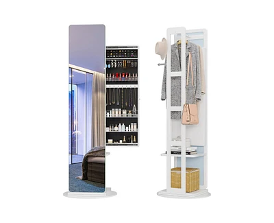 Vlsrka Solid Wood Jewelry Storage Cabinet with Full Length Mirror