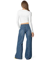 Edikted Women's Charlie Panel Stitch Low Rise Jeans