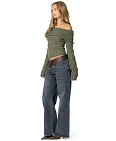 Edikted Women's Kenna Fold Over Knit Top