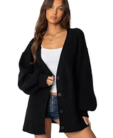 Edikted Womens Mathilde Oversized V Neck Cardigan