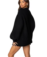 Edikted Womens Mathilde Oversized V Neck Cardigan