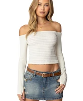 Edikted Womens Aurelie Off Shoulder Top