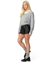 Edikted Womens Triple Belt Faux Leather Mini Skort
