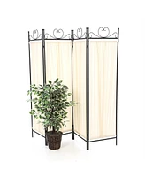 Slickblue Metal 4-Panel Room Divider with Fabric Screen