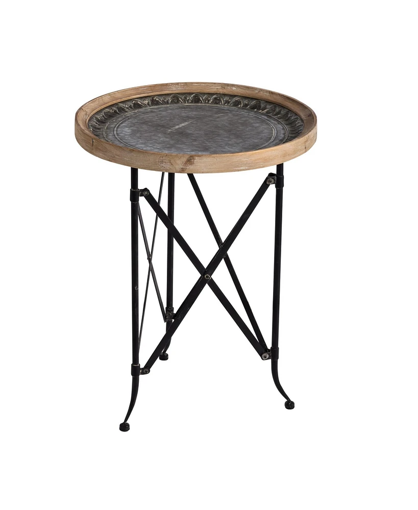 Slickblue Classic Round Side Table with Wood Top Timeless and Elegant Accent for Living Room or Bedroom