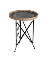 Slickblue Classic Round Side Table with Wood Top Timeless and Elegant Accent for Living Room or Bedroom