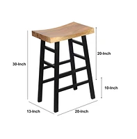 Slickblue Barstool with Saddle Style Wood Seat – Rustic and Comfortable Seating for Kitchen & Bar