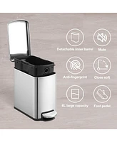 gaomon 6L Pedal Slim Trash Bin, Stainless Steel Waste Bin with Lid and Inner Bin