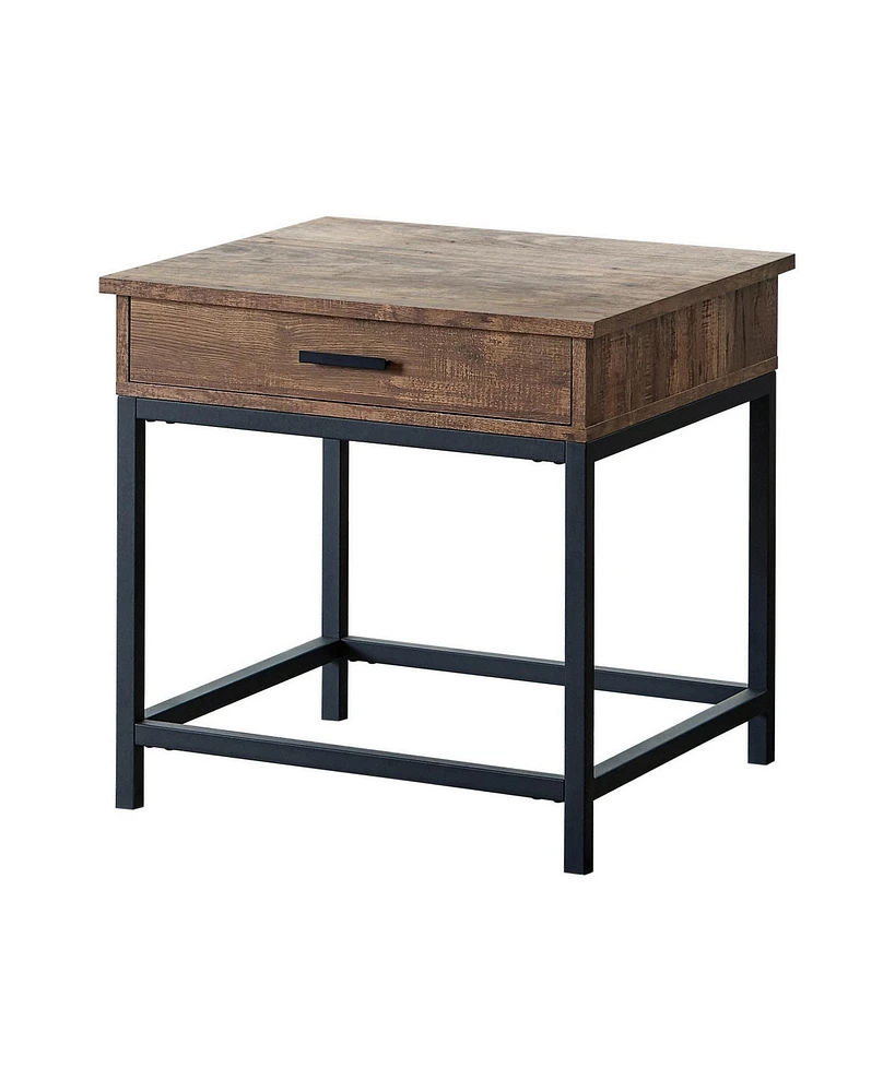 Slickblue Side End Table with Rectangular Tabletop and Single Drawer for Functional Storage and Style