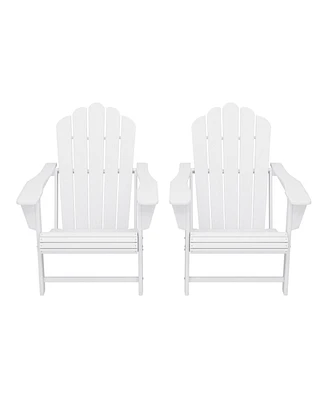 WestinTrends Outdoor Patio Hdpe Adirondack Chairs With Cup Holders (Set of
