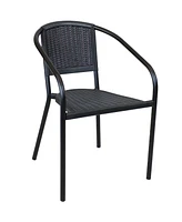 Sunnydaze Decor Aderes Steel Frame Plastic Patio Arm Chair - 330 lb Capacity - Set of 2 - Black Frame with Black Seat and Back