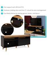 Sunnydaze Decor Mid-Century Modern Tv Stand for 58-Inch - Entertainment Living Room, Den, or Family Room