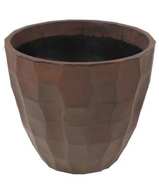 Pebbled Polyresin Round Outdoor Planter - 15.75" Flower Pot for Indoor or Outdoor Use