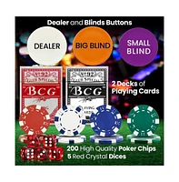 SereneLife Casino Poker Chip Set, 200 Pcs with Aluminum Carry Case