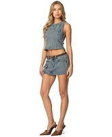 Edikted Women's Quinlan Open Back Denim Top