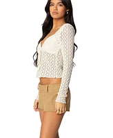 Edikted Women's Laila Textured Lacey Top