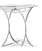 Slickblue Captivating Serving Cart with 2 Frosted Glass Shelves for Elegant Entertaining