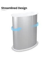 Portable Oval Podium Impact Table Counter Stand Trade Show Display Exhibition White