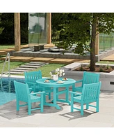 WestinTrends 5-Piece Hdpe Outdoor Patio Chair and Round Table Dining Set